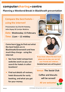 Presentation poster: Planning a weekend break in Blackheath